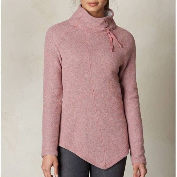 Prana Mattea Sweater‎ Funnel Neck Wool Blend Sweater Pink Cozy Outdoor Hiking XS - Picture 1 of 9